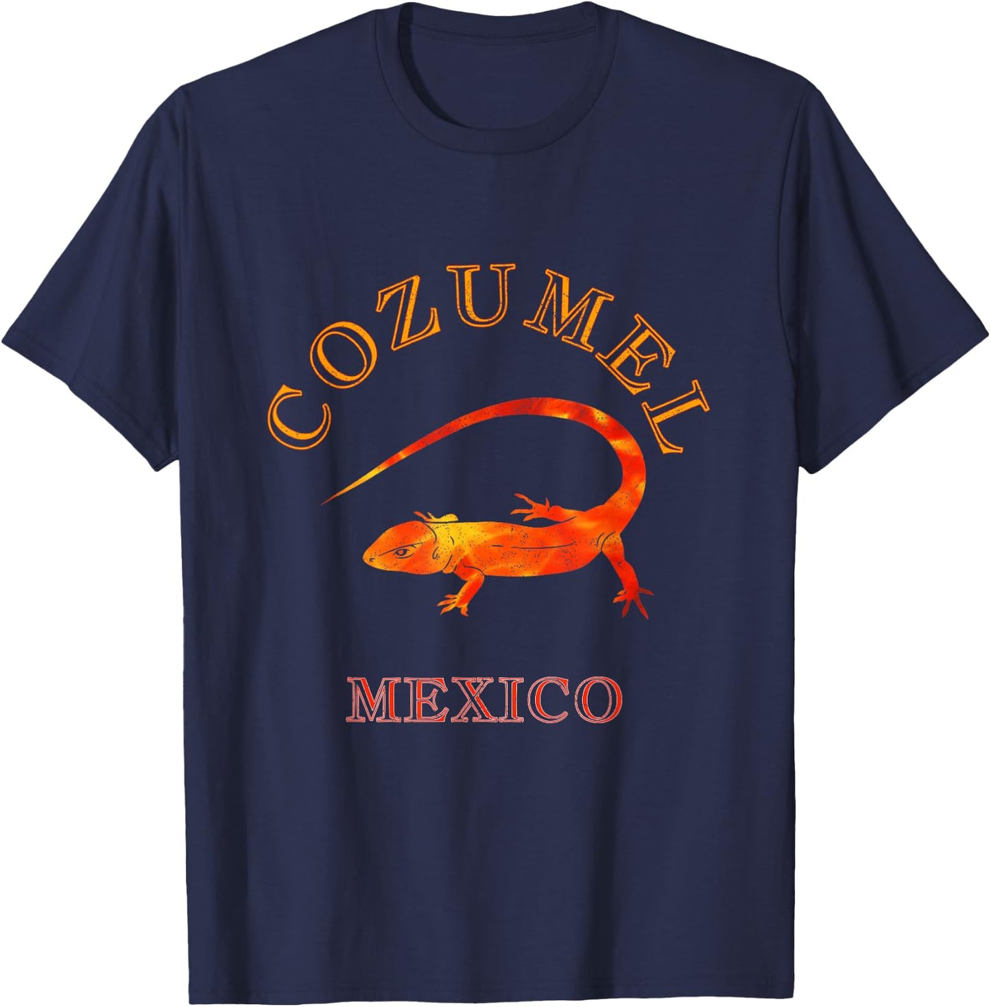 Beach Lizard Cozumel Mexico Vacation T-Shirt - T-Shirt | Navy