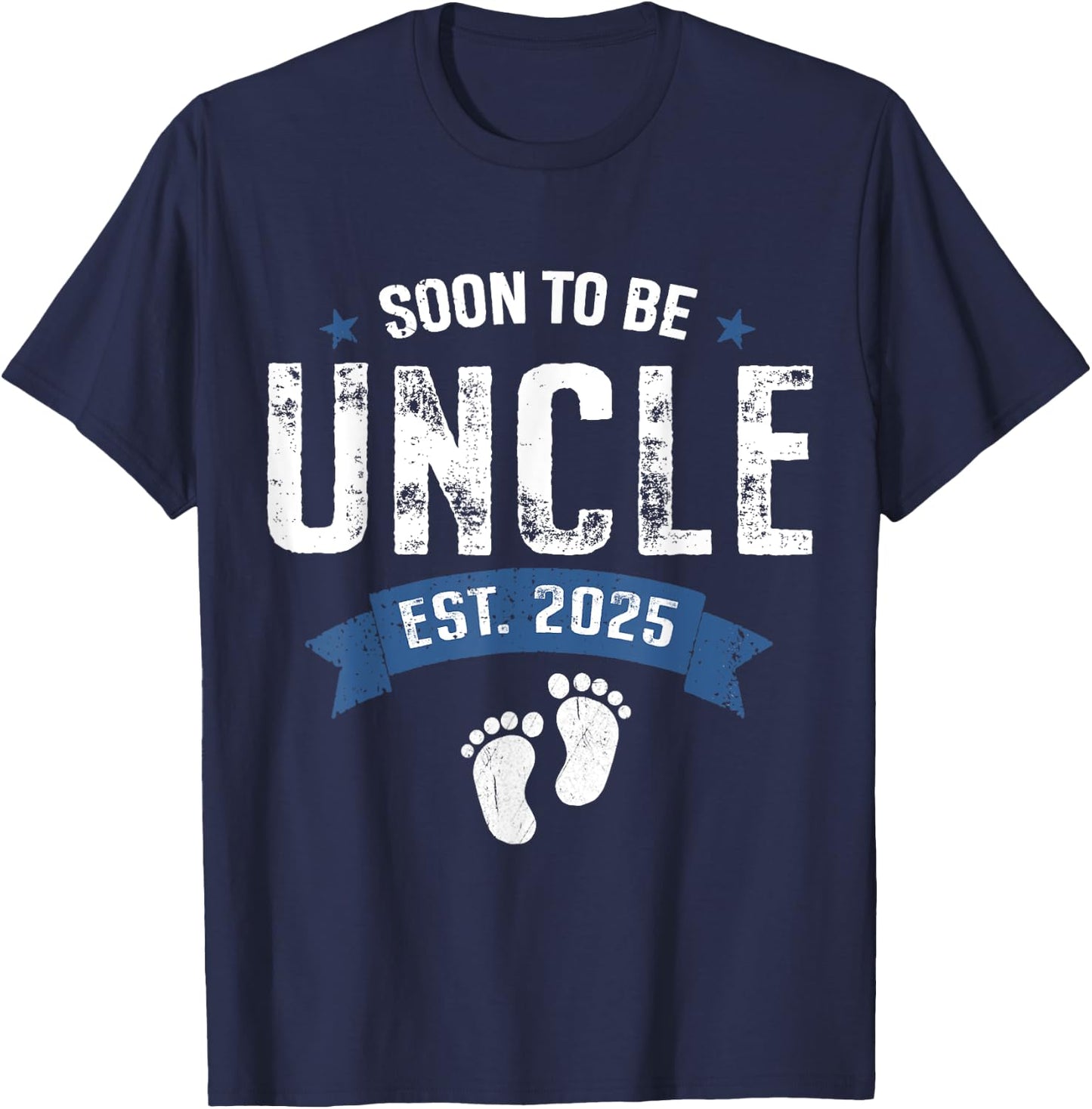 Soon To Be Uncle Est. 2025 Retro Pregnancy Announcement T-Shirt - T-Shirt | Navy