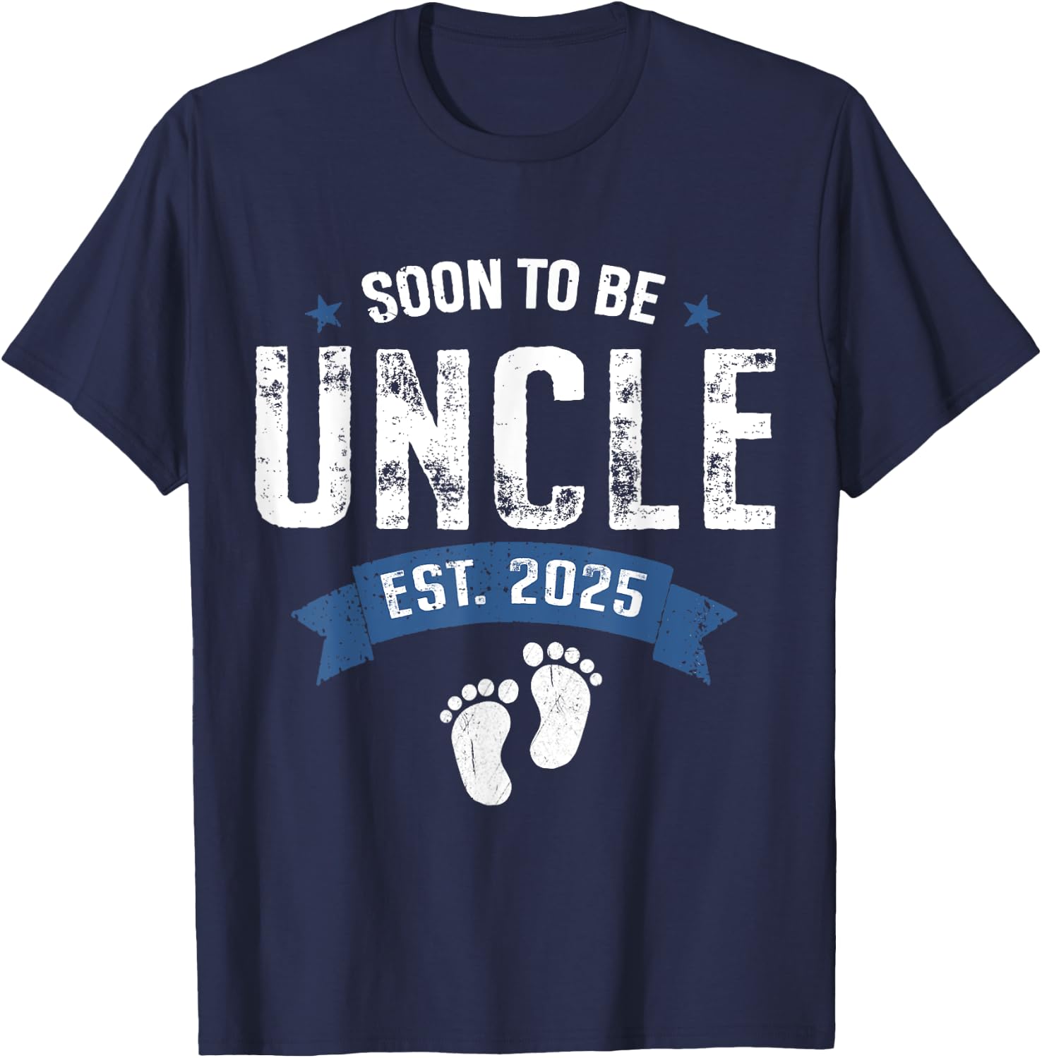 Soon To Be Uncle Est. 2025 Retro Pregnancy Announcement T-Shirt - T-Shirt | Navy
