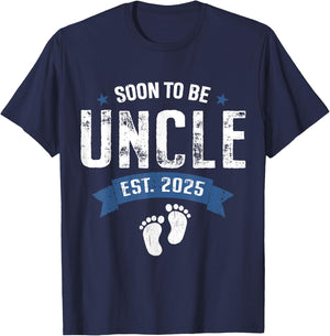 Soon To Be Uncle Est. 2025 Retro Pregnancy Announcement T-Shirt - T-Shirt | Navy