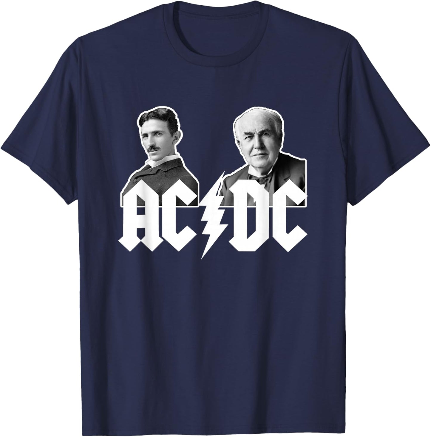 Alternating vs Direct Current: Nikola vs Edison T-Shirt - T-Shirt | Navy