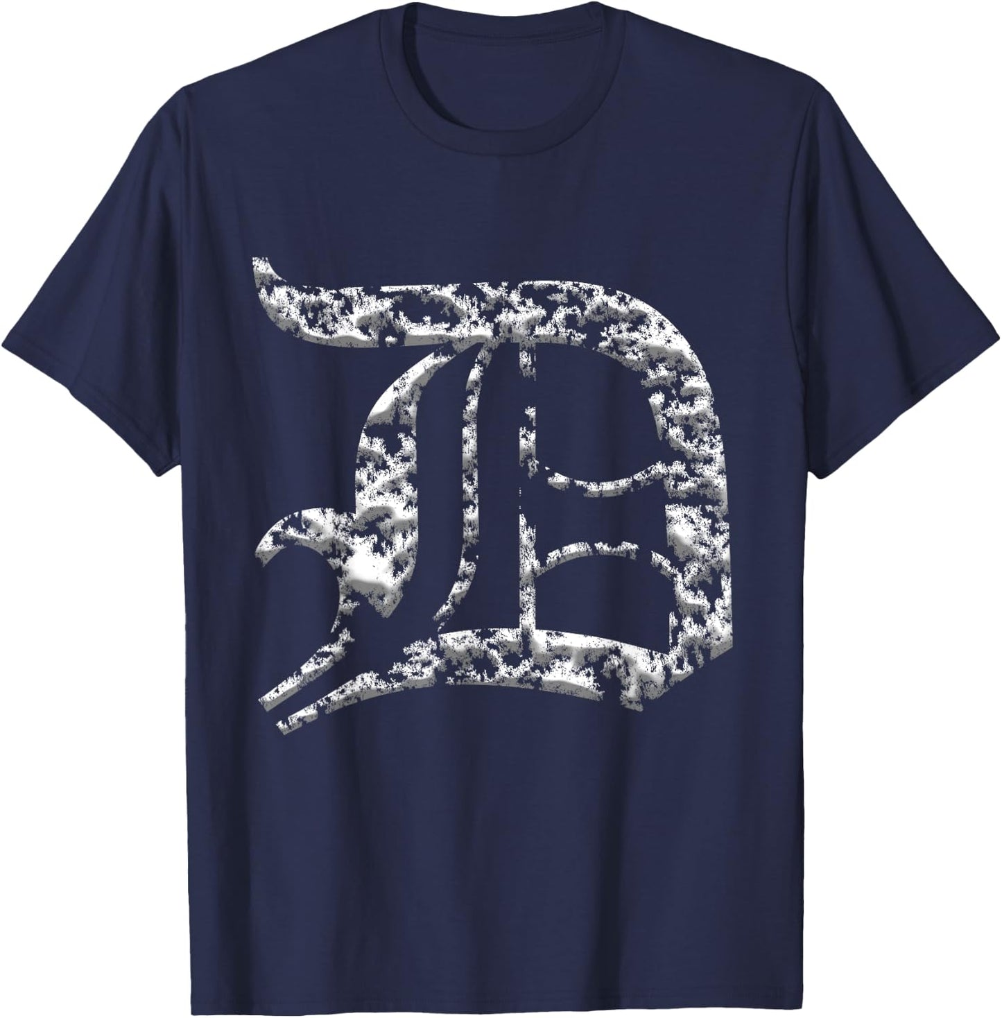 Distressed 3D Old English D for Detroit T-Shirt - T-Shirt | Navy