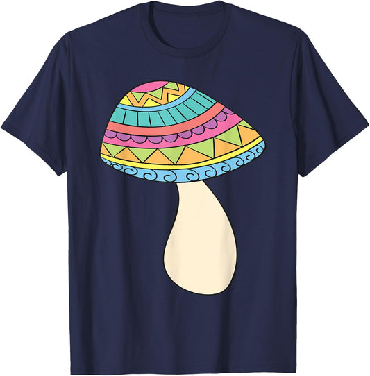 PSYCHEDELIC MUSHROOM Trippy Fungi Rainbow Shirt T-Shirt - T-Shirt | Navy
