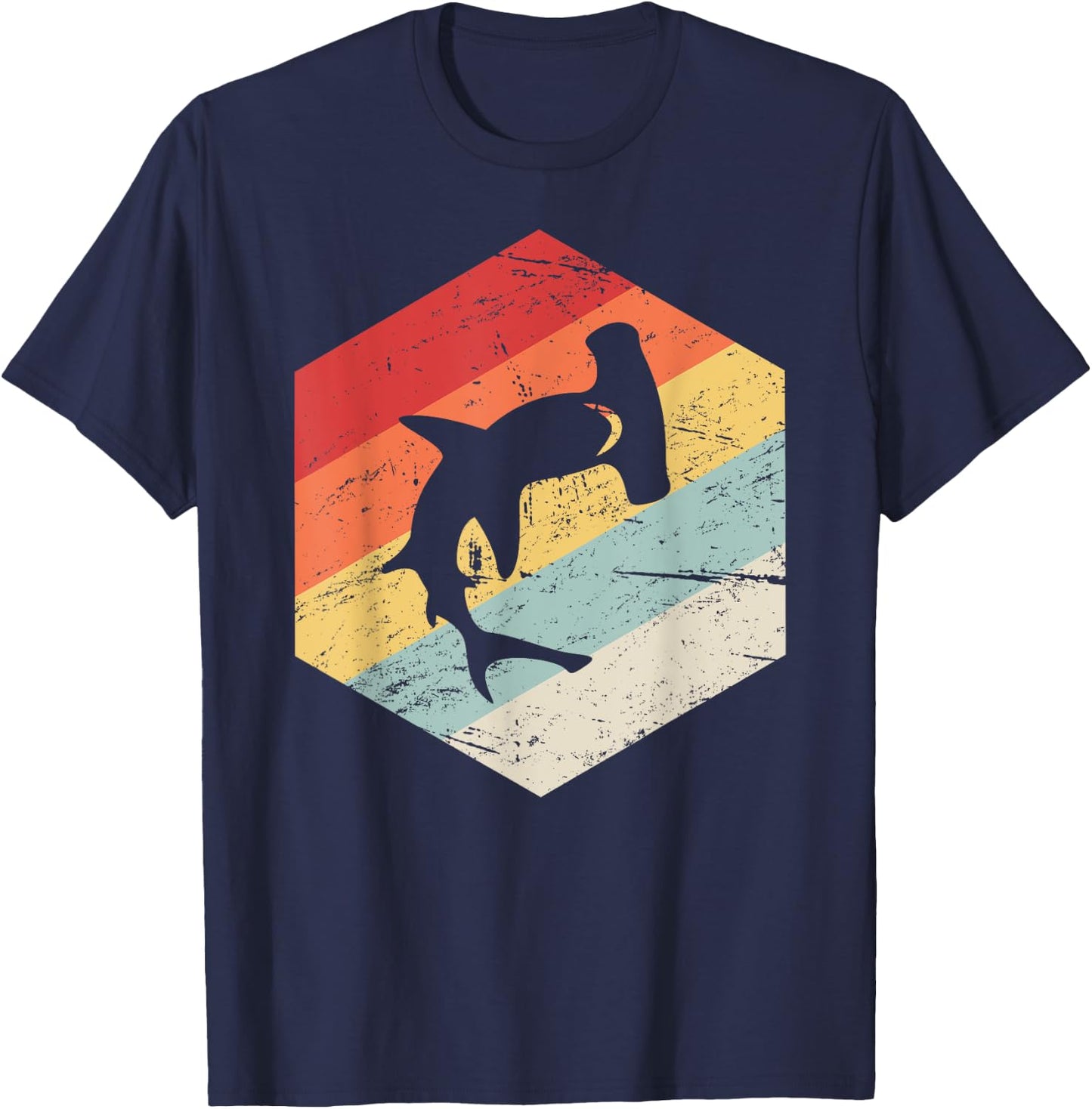 Retro Hammerhead Shark T-Shirt - T-Shirt | Navy