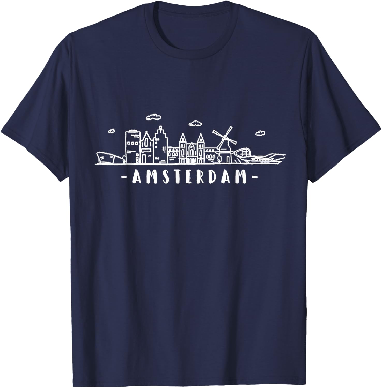 Amsterdam Skyline Vintage Netherlands Holland Souvenir T-Shirt - T-Shirt | Navy