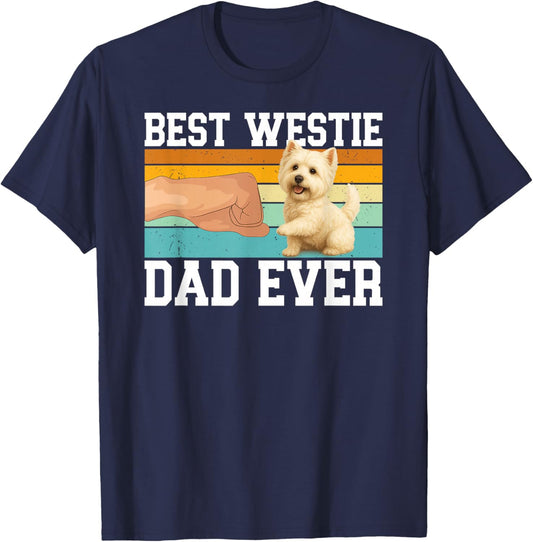 Best Westie Dad Westie Owner West Highland Terrier Lover T-Shirt - T-Shirt | Navy
