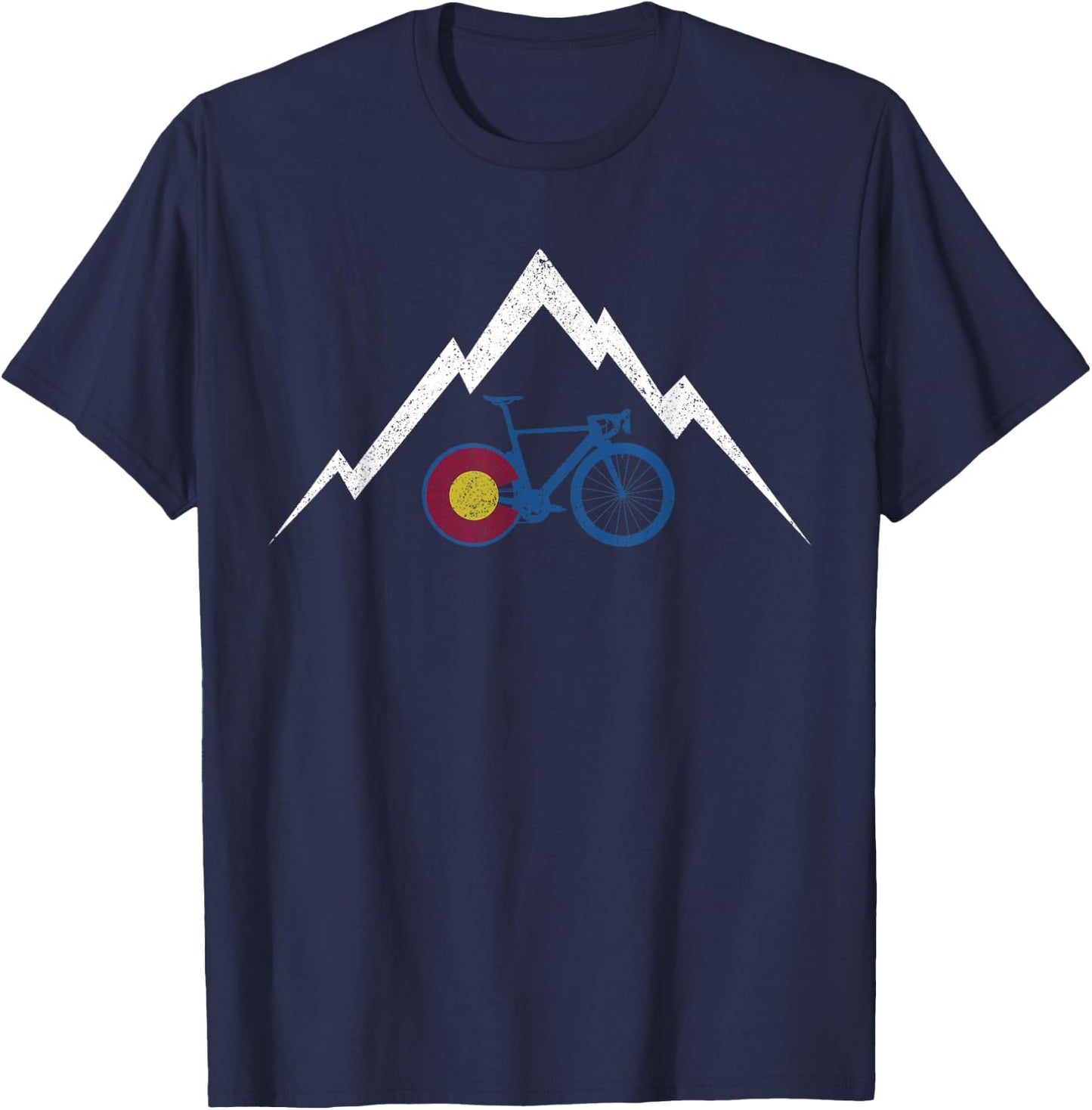 Colorado Bicycle Road Bike Mountain Bike Cyclist Gift T-Shirt - T-Shirt | Navy