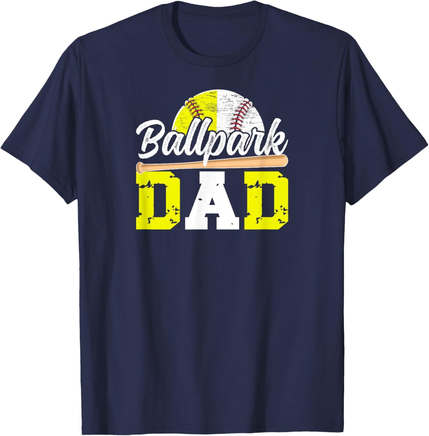 Ballpark Dad Baseball Softball Dad of Ballers T-Shirt - T-Shirt | Navy
