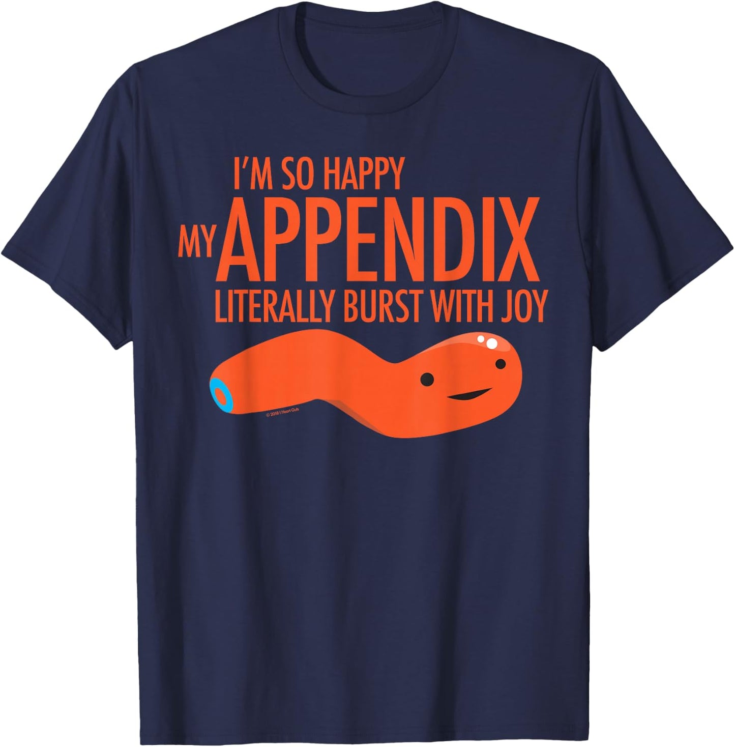 I Heart Guts Cute Appendix Funny Appendectomy Appendicitis Humor Design T-Shirt - T-Shirt | Navy