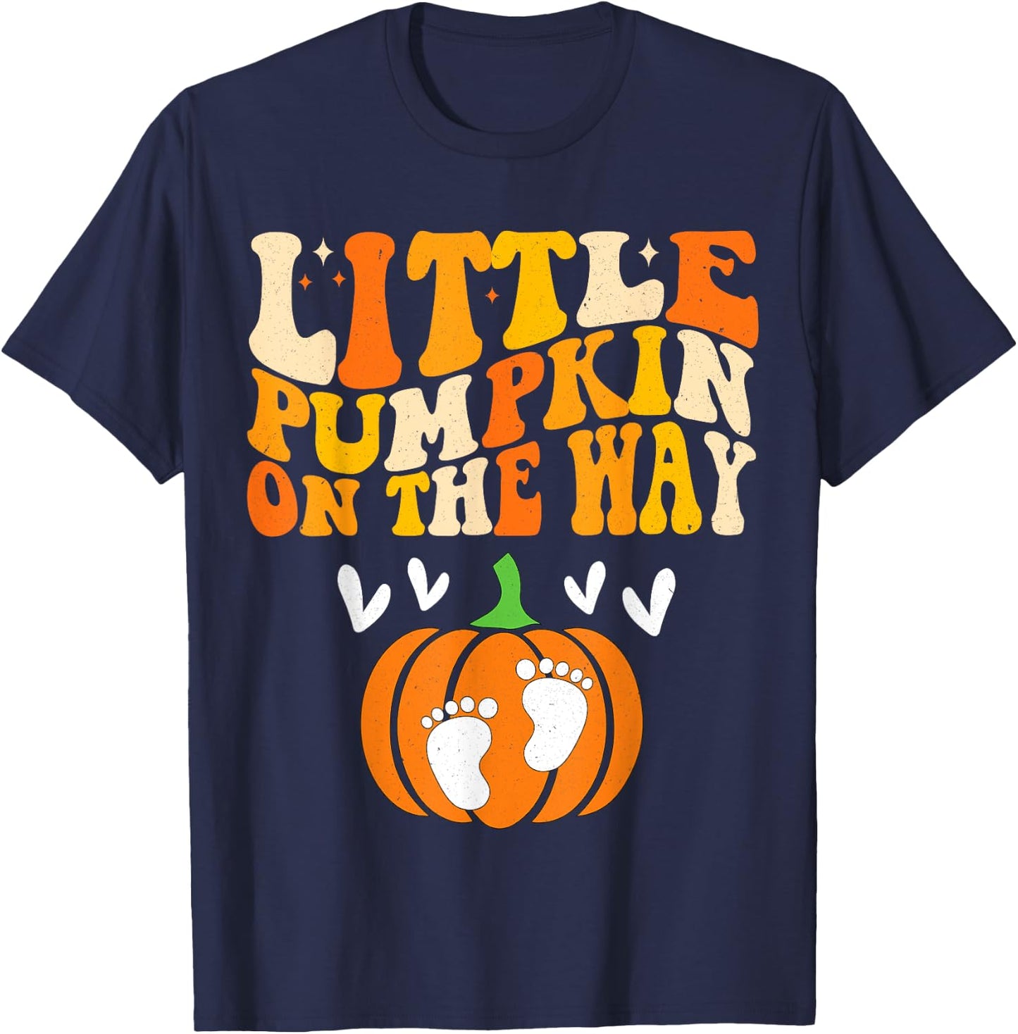 Little Pumpkin On The Way Halloween Pregnancy Announcement T-Shirt - T-Shirt | Navy