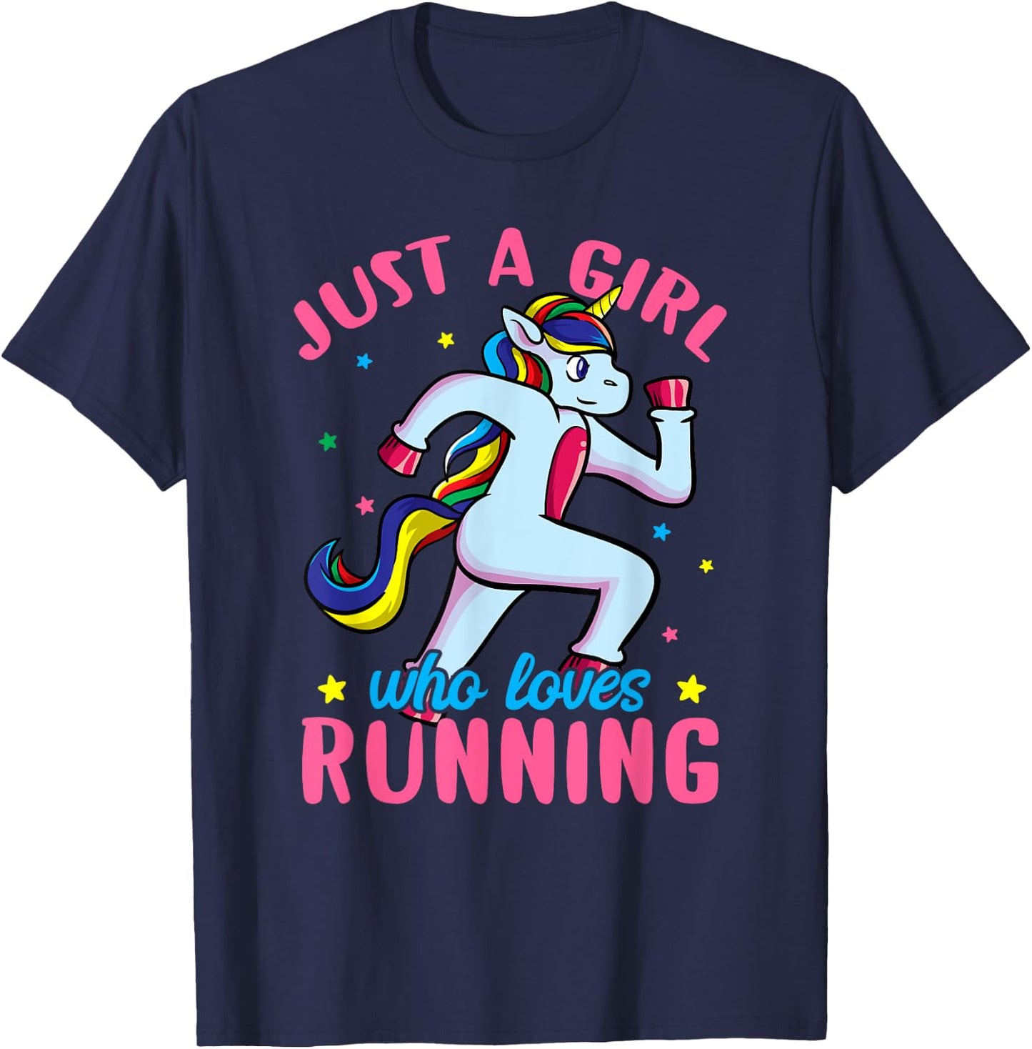 Just a Girl Who Loves Running Unicorn Female Track Runner T-Shirt - T-Shirt | Navy