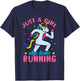 Just a Girl Who Loves Running Unicorn Female Track Runner T-Shirt - T-Shirt | Navy
