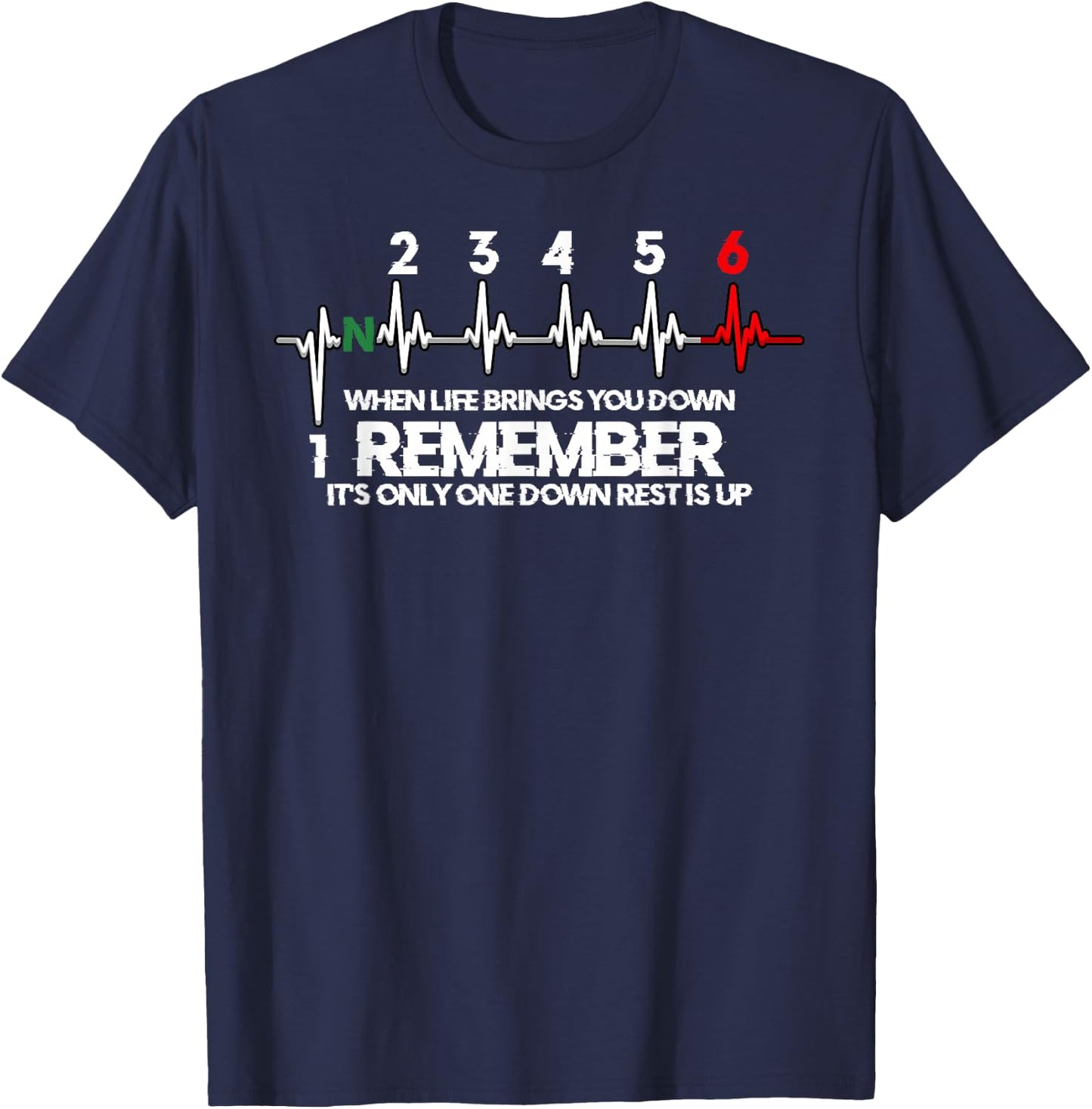 Funny Motorcycle Biker 1N23456 Bike Gear Shift Gift T-Shirt - T-Shirt | Navy