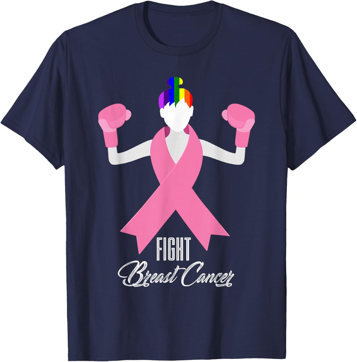 LBGT Fight Breast Cancer | Gay Cancer T-Shirt - T-Shirt | Navy
