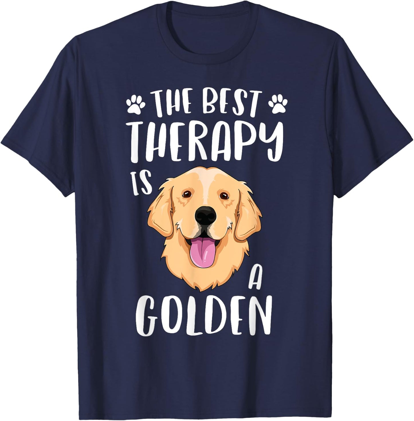 The Best Therapy Is A Golden Retriever Women Dog T-Shirt - T-Shirt | Navy