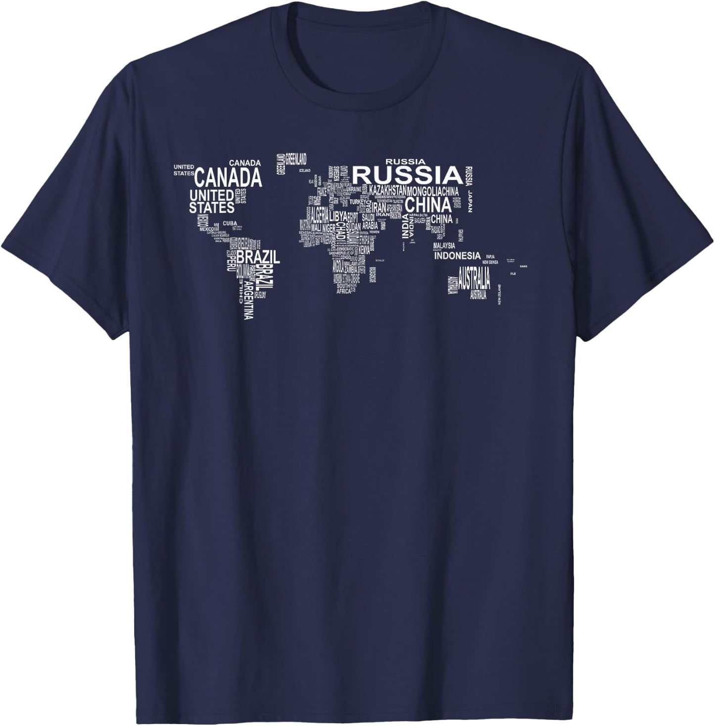 World Map Globe Text Element Shirt T-Shirt - T-Shirt | Navy