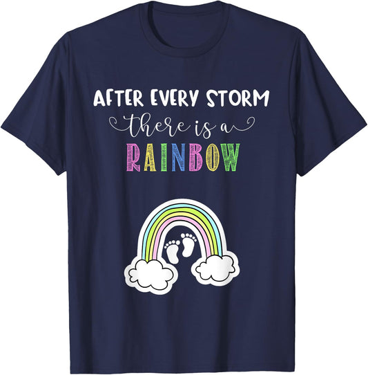 Pregnancy Announcement for Rainbow Baby After Storm Pregnant T-Shirt - T-Shirt | Navy