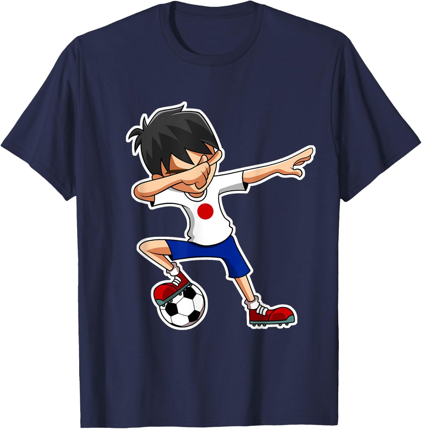 Dabbing Soccer Boy Japan Shirt, Japanese Flag Jersey T-Shirt - T-Shirt | Navy