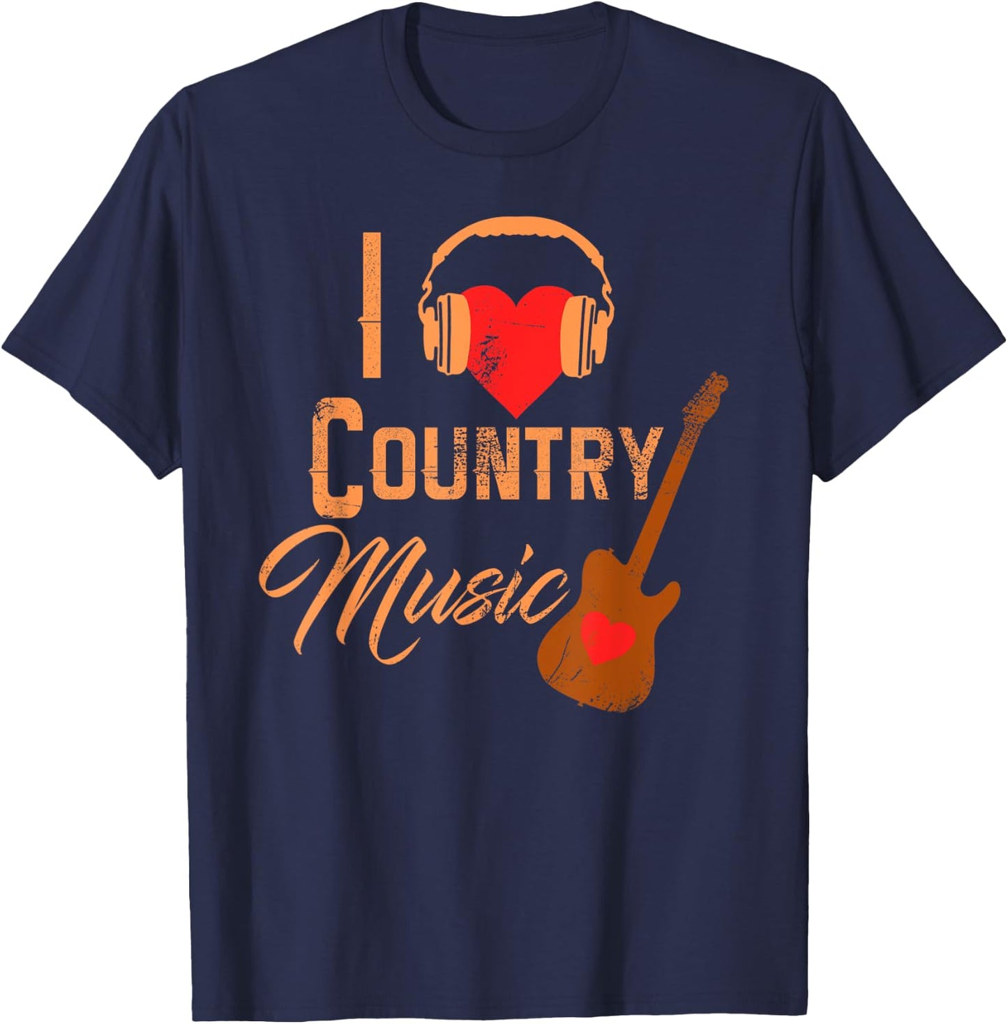 I Love Country Music Shirt Heart Design Country Western T-Shirt - T-Shirt | Navy