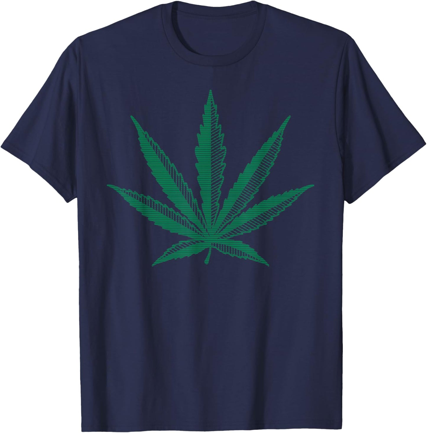 Vintage Pot Leaf Marijuana Hemp Green Graphic Art T-Shirt - T-Shirt | Navy