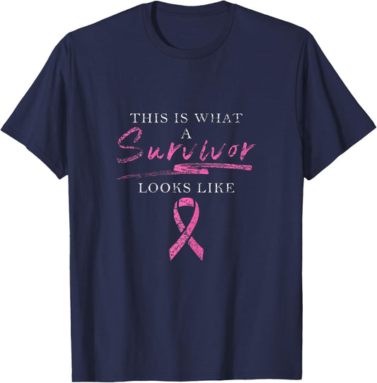 This Is What A Survivor Looks Like Breast Cancer Awareness T-Shirt - T-Shirt | Navy