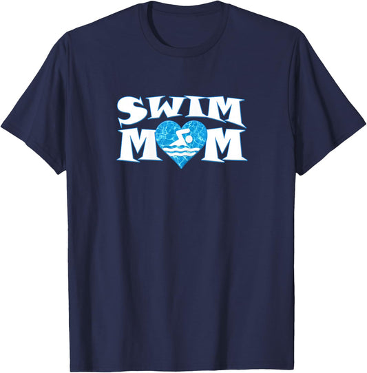 Swim Mom Heart Shaped Pool Water Swimmer Swimming & Diving T-Shirt - T-Shirt | Navy