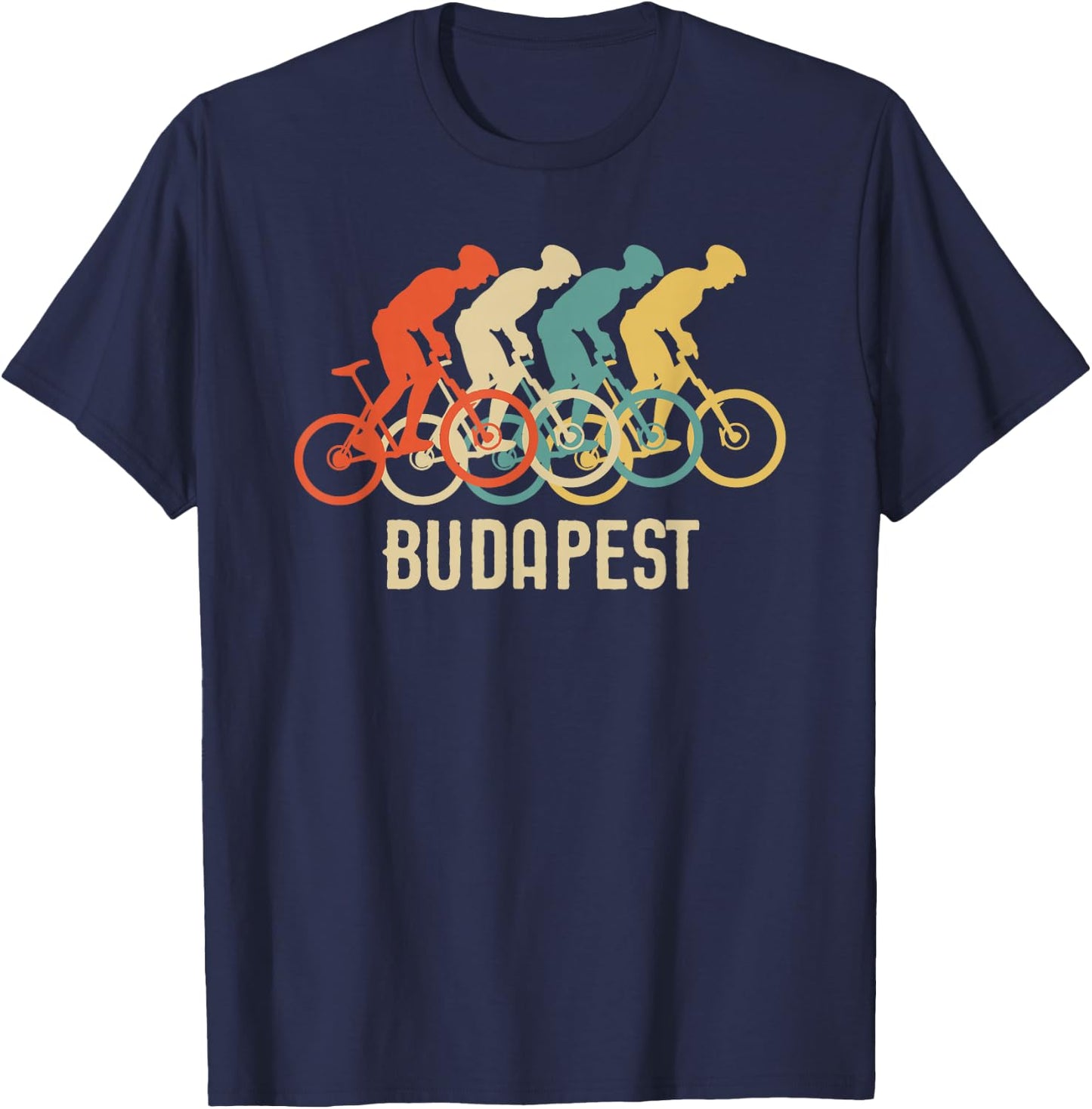 Retro Vintage Bike Budapest T Shirt T-Shirt - T-Shirt | Navy