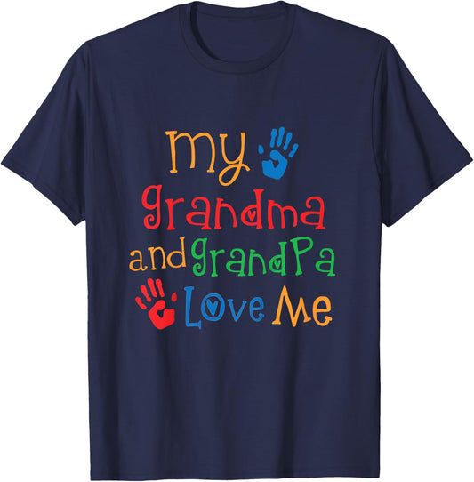 Grandma and Grandpa Love Me Grandchild T-Shirt - T-Shirt | Navy
