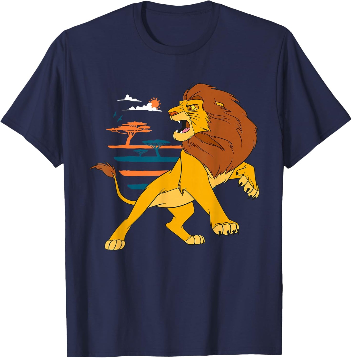Disney The Lion King Adult Simba Roaring Pride Lands T-Shirt - T-Shirt | Navy