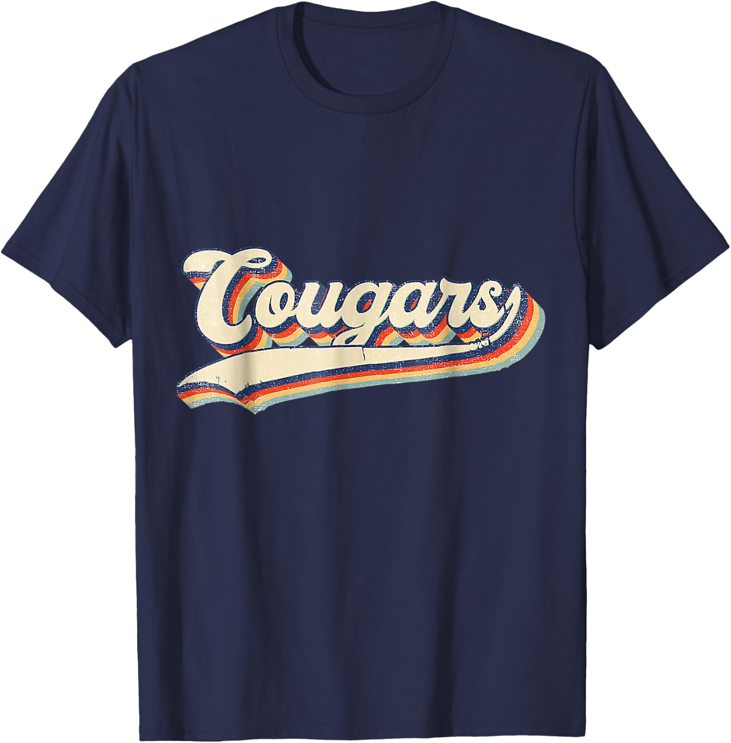 Cougars Sports Name Vintage Women Boys Girls T-Shirt - T-Shirt | Navy