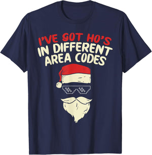 I Got Hos In Different Area Codes Christmas Shirt Thug Santa T-Shirt - T-Shirt | Navy