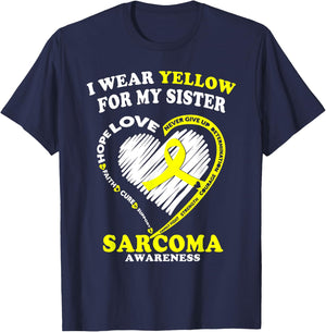 Sarcoma Awareness T Shirt - I Wear Yellow For My Sister T-Shirt - T-Shirt | Navy