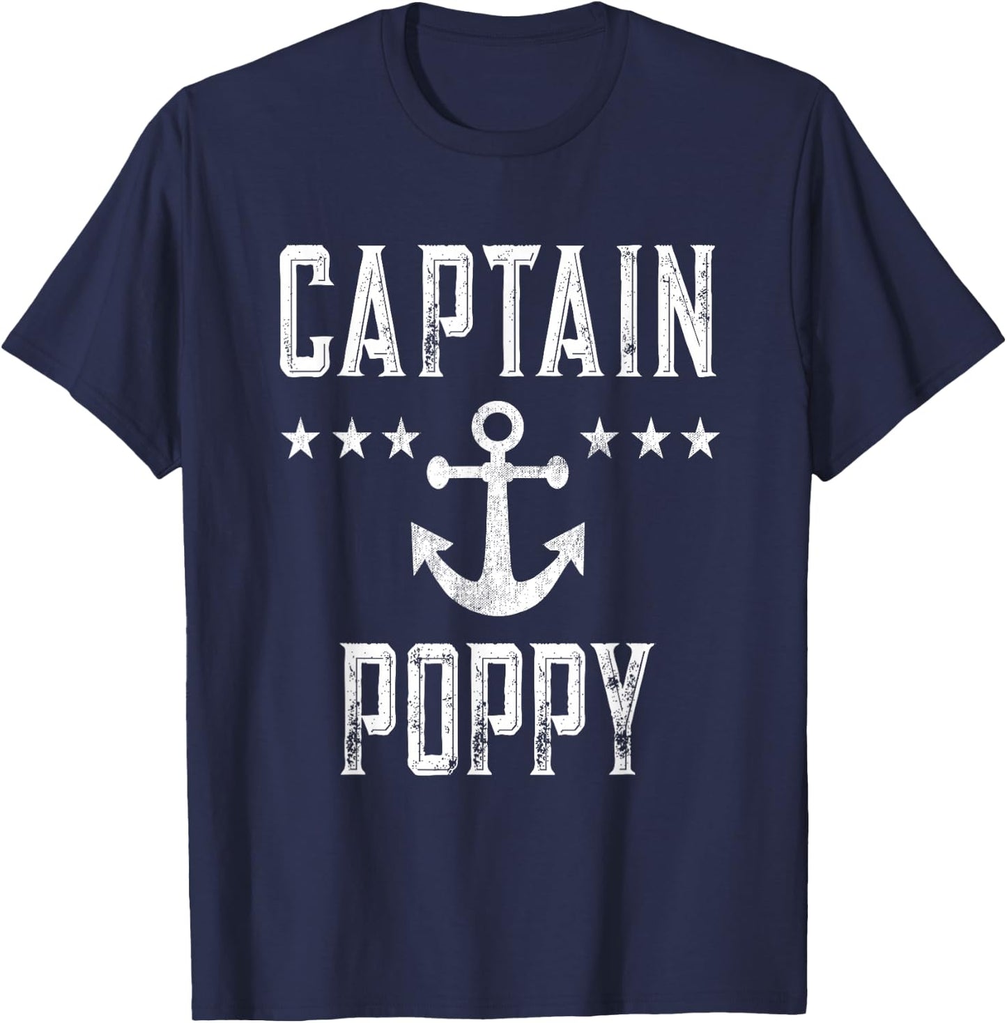 Vintage Captain Poppy - Personalized Family Cruise Boating T-Shirt - T-Shirt | Navy