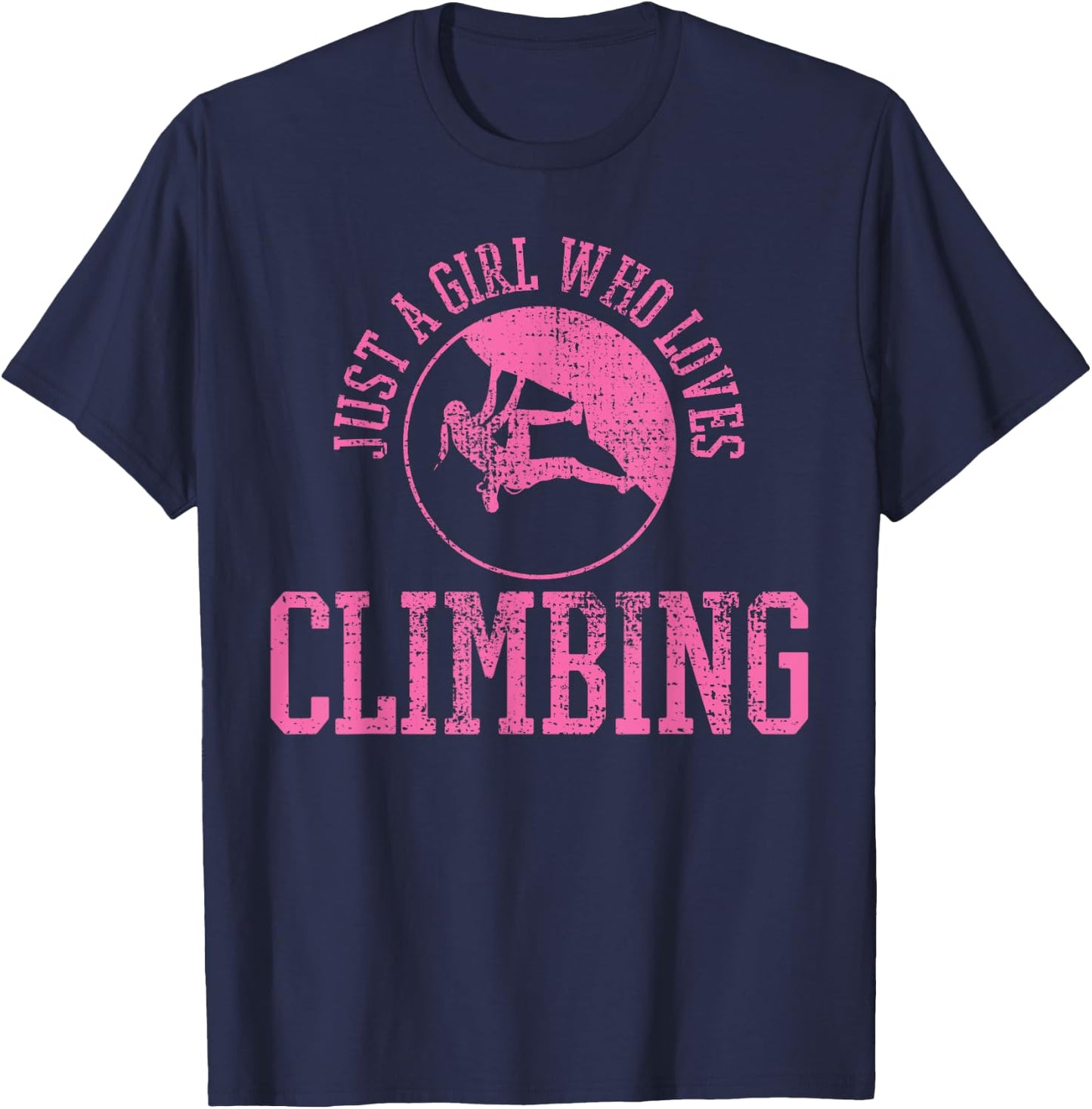Girl Rock Climbing Bouldering Climber T-Shirt - T-Shirt | Navy