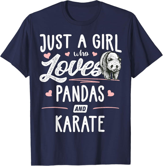 Just A Girl Who Loves Pandas And Karate Gift Women T-Shirt - T-Shirt | Navy