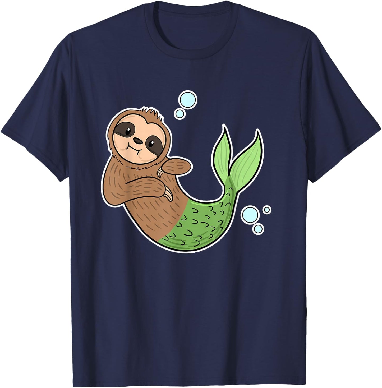 Mermaid Sloth Cute Slow Animal Sea Creature Girls Gift T-Shirt - T-Shirt | Navy