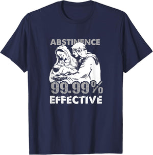 Abstinence 99.9% Effective Funny Adult Jesus Shirt T-Shirt - T-Shirt | Navy