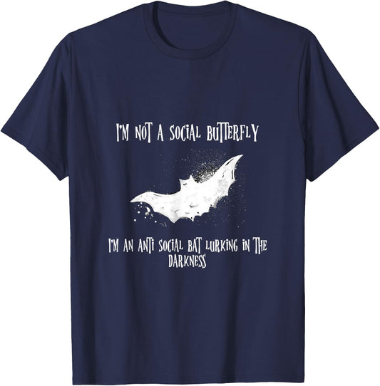 Spooky Gothic with Vampire Bat for Anti Social Emo T-Shirt - T-Shirt | Navy
