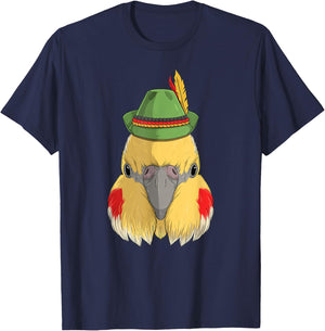 Cockatiel Bird Oktoberfest German Bavarian Alpine Hat Parrot T-Shirt - T-Shirt | Navy