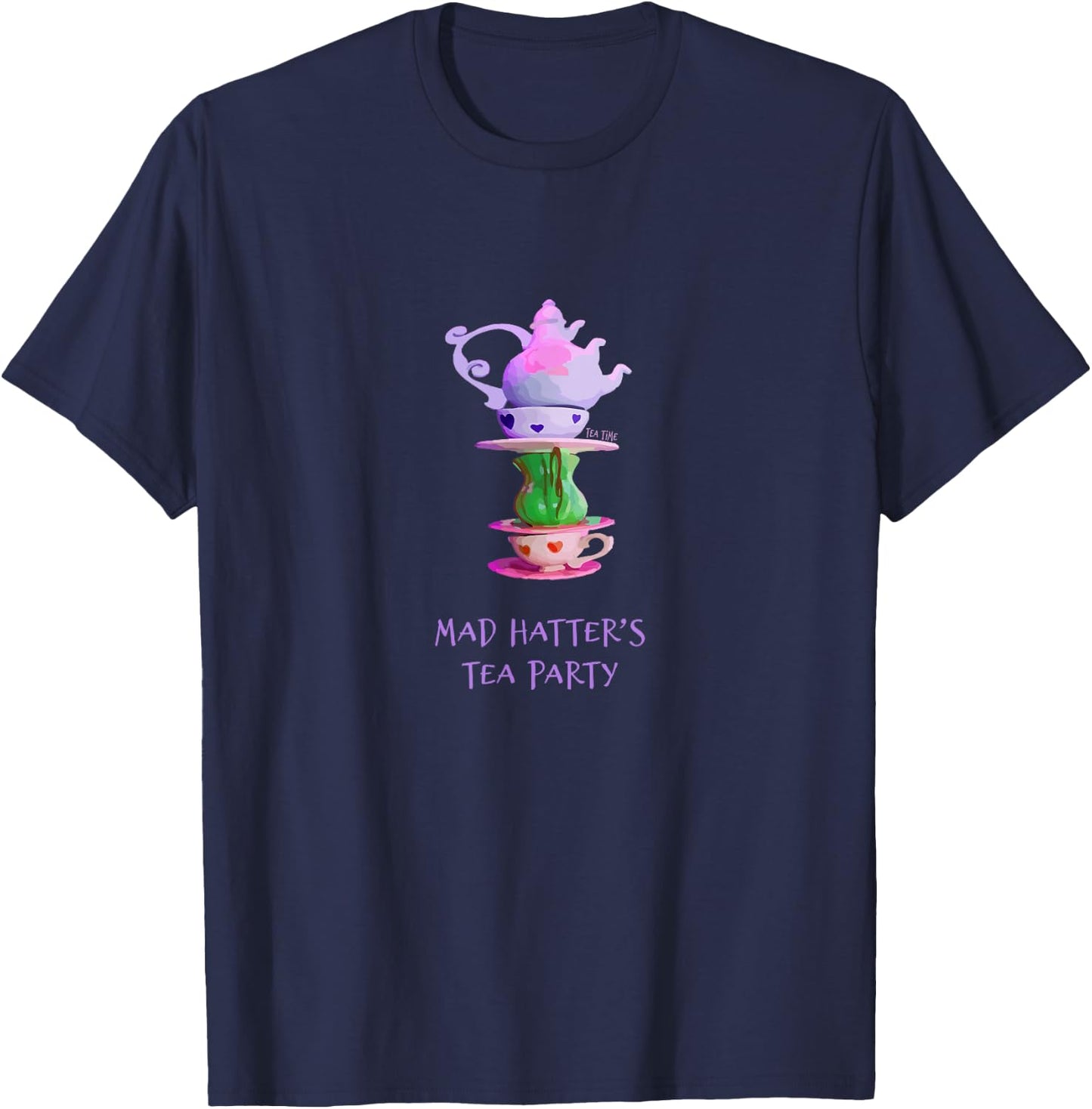 Mad Hatter's Tea Party - Alice in Wonderland T-Shirt - T-Shirt | Navy