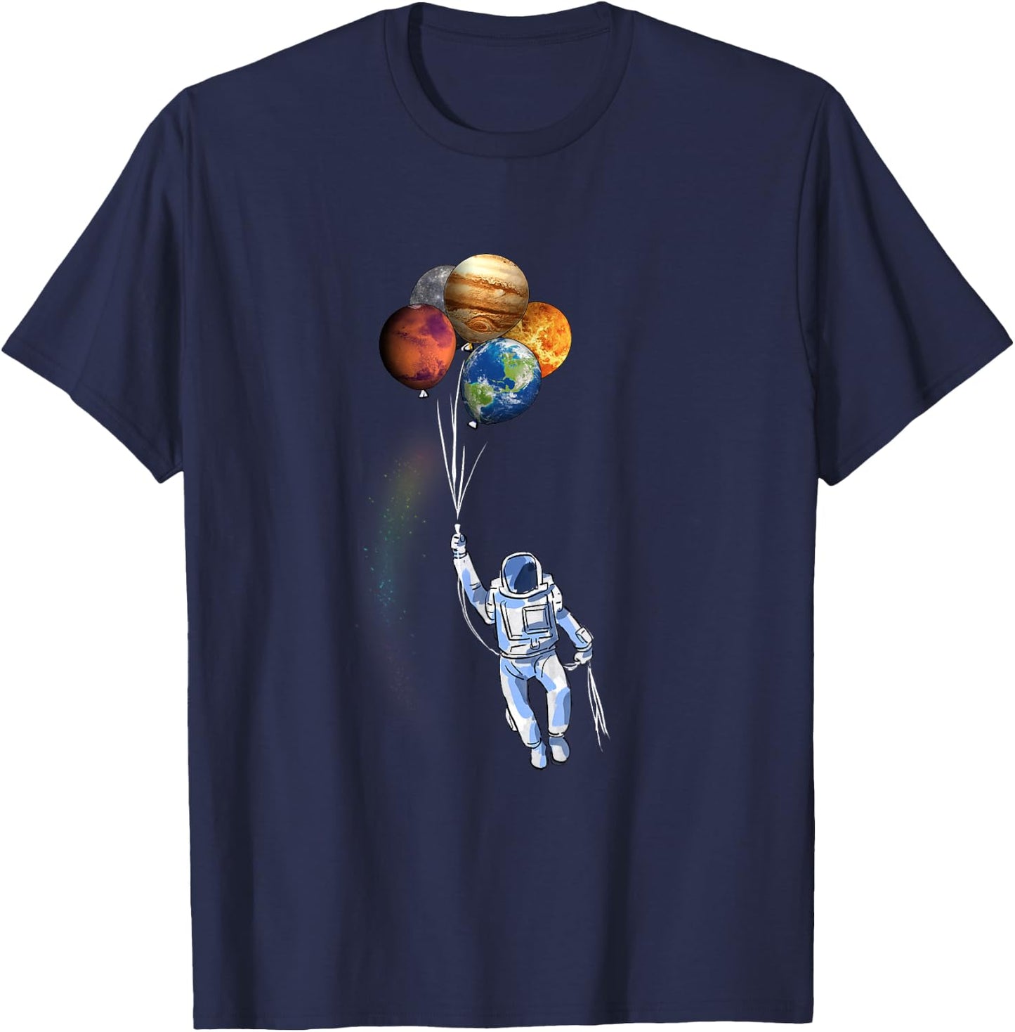 Astronaut Funny Space Shirt Spaceman Holding Planet Balloon T-Shirt - T-Shirt | Navy