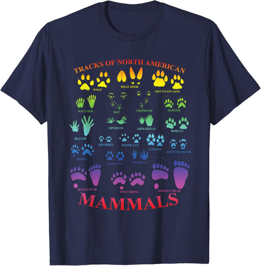 Beartracker Wildlife Tracks of North American Mammals T-Shirt - T-Shirt | Navy