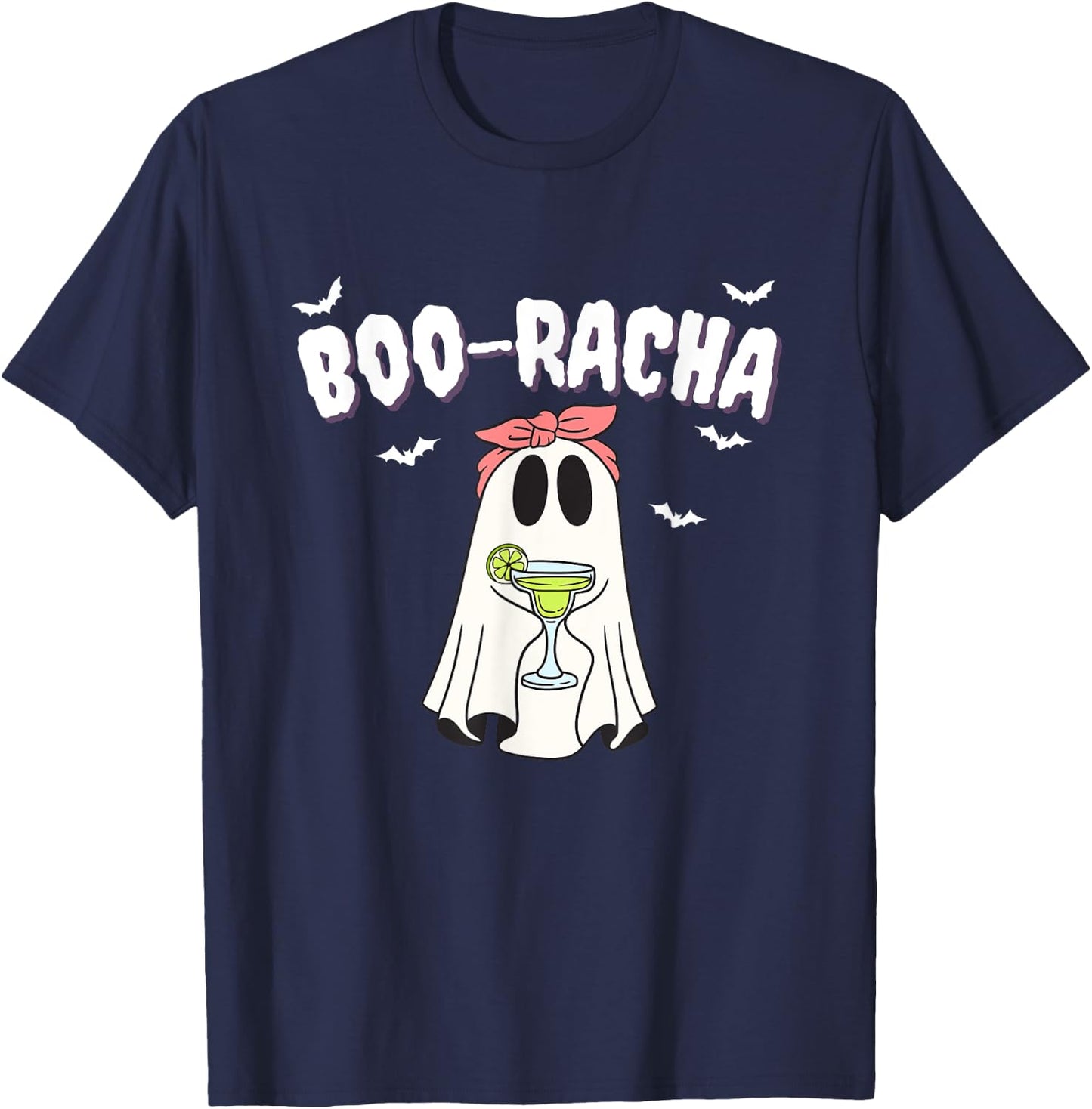 Boo-racha Funny Halloween Ghost Margarita Design | Borracha T-Shirt - T-Shirt | Navy