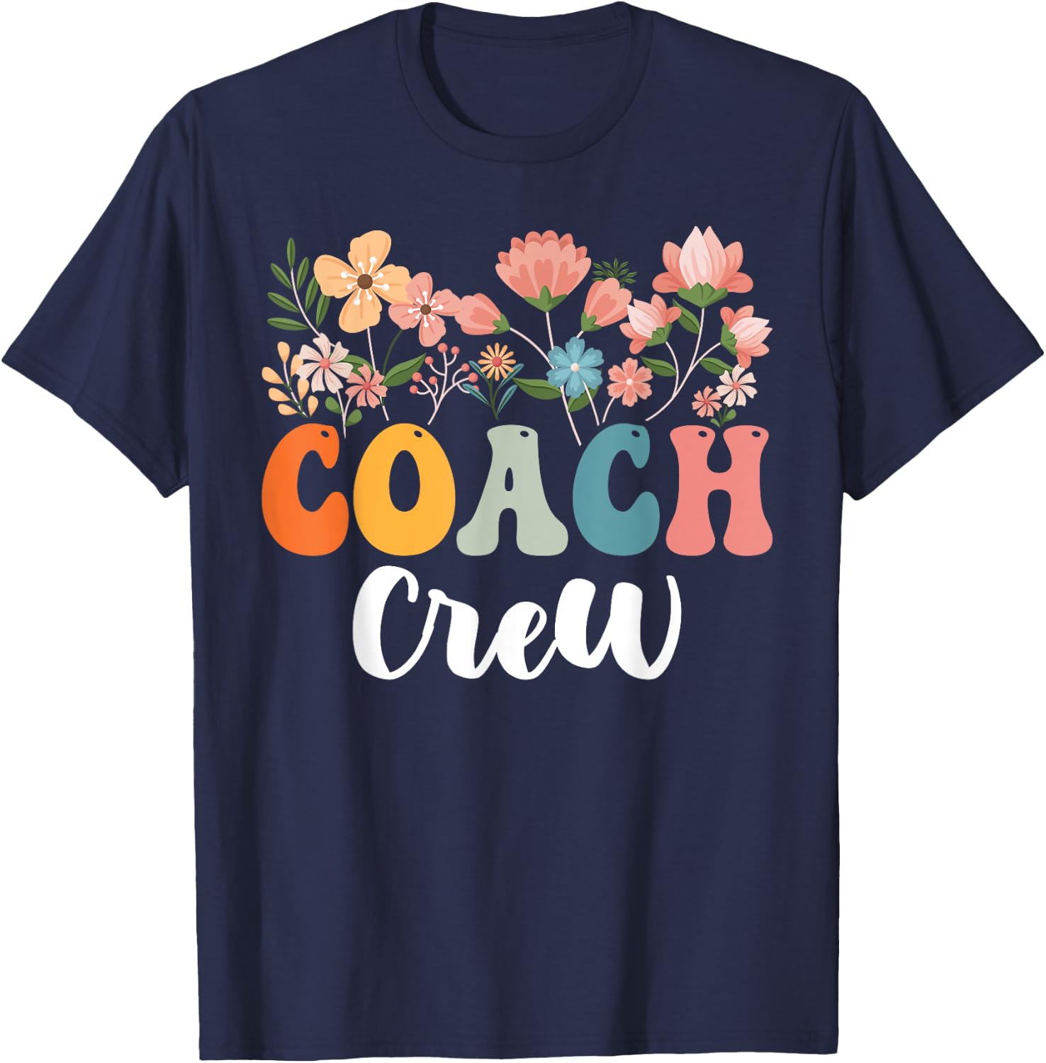 Coach Crew Team Retro Groovy Vintage First Day Of School T-Shirt - T-Shirt | Navy