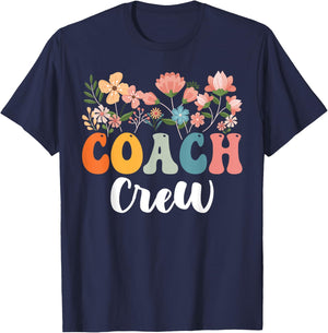 Coach Crew Team Retro Groovy Vintage First Day Of School T-Shirt - T-Shirt | Navy