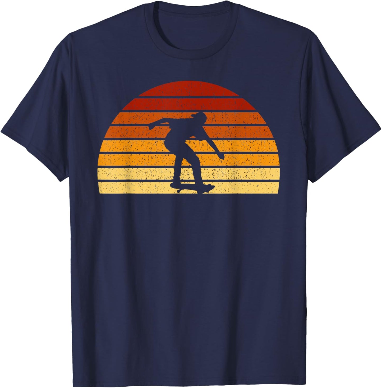 Vintage Sunset Skating Gift Skaters & Skateboarders T-Shirt - T-Shirt | Navy
