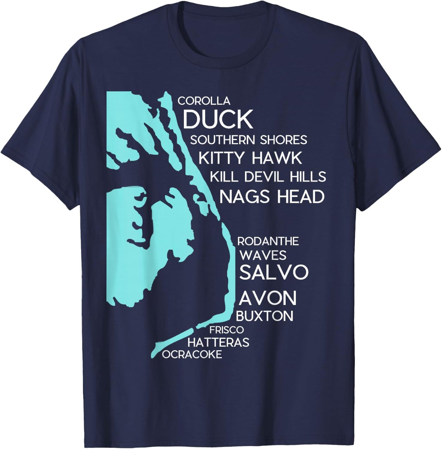Outer Banks North Carolina T Shirt Map OBX NC Souvenir T-Shirt - T-Shirt | Navy