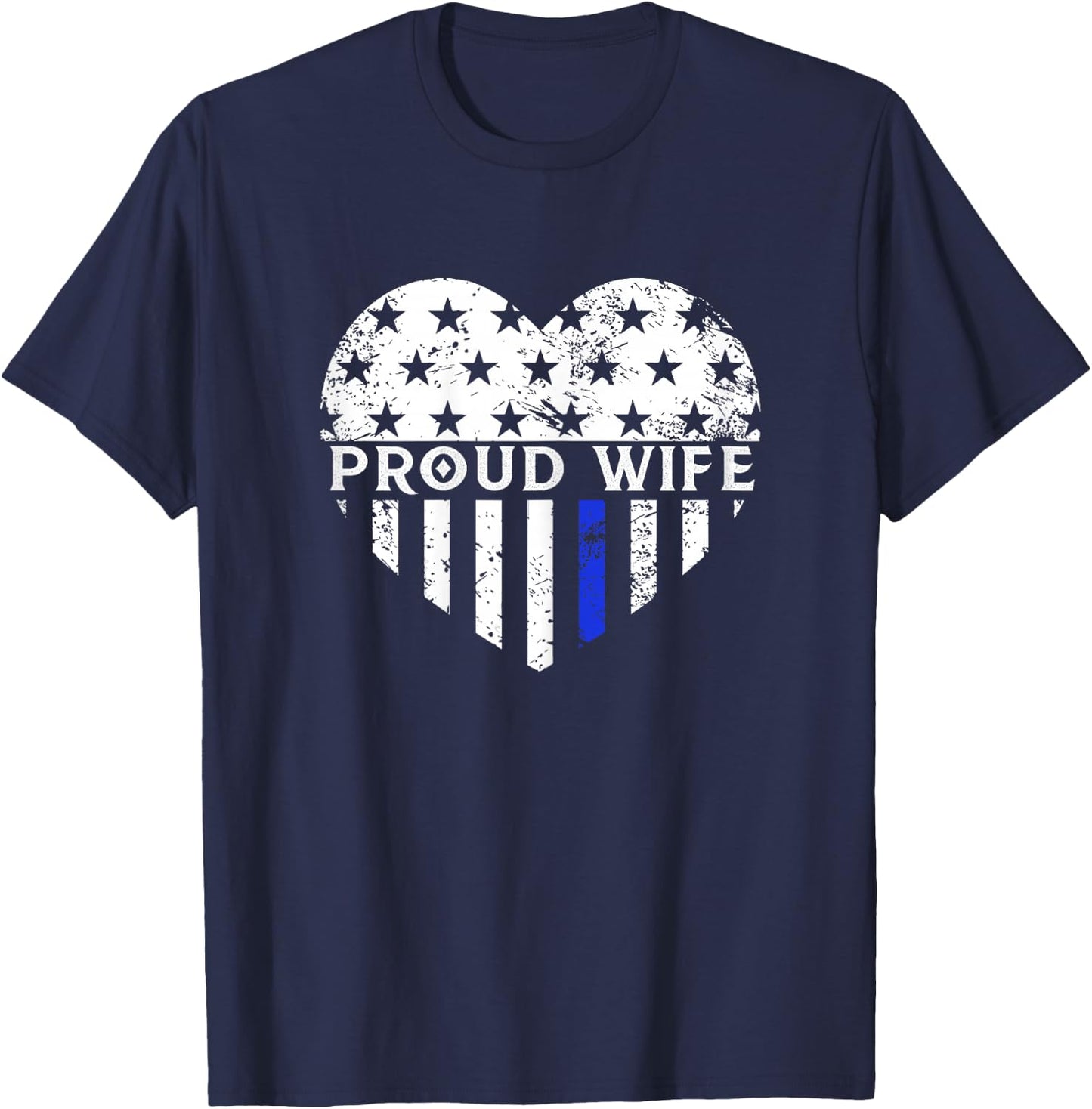 Police Wife Shirt Thin Blue Line Flag Law Enforcement T-Shirt - T-Shirt | Navy