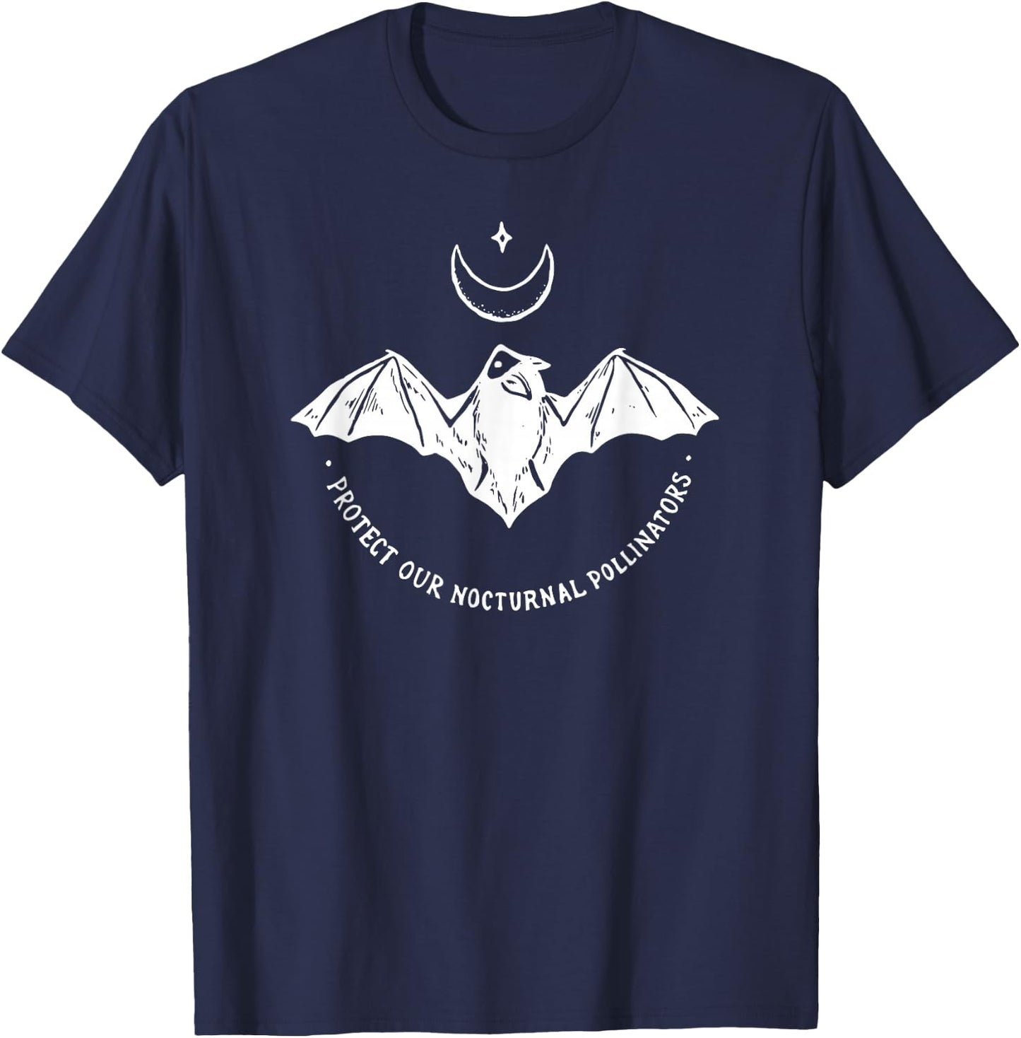 Protect Our Nocturnal Polalinators Bat with Moon Halloween T-Shirt - T-Shirt | Navy