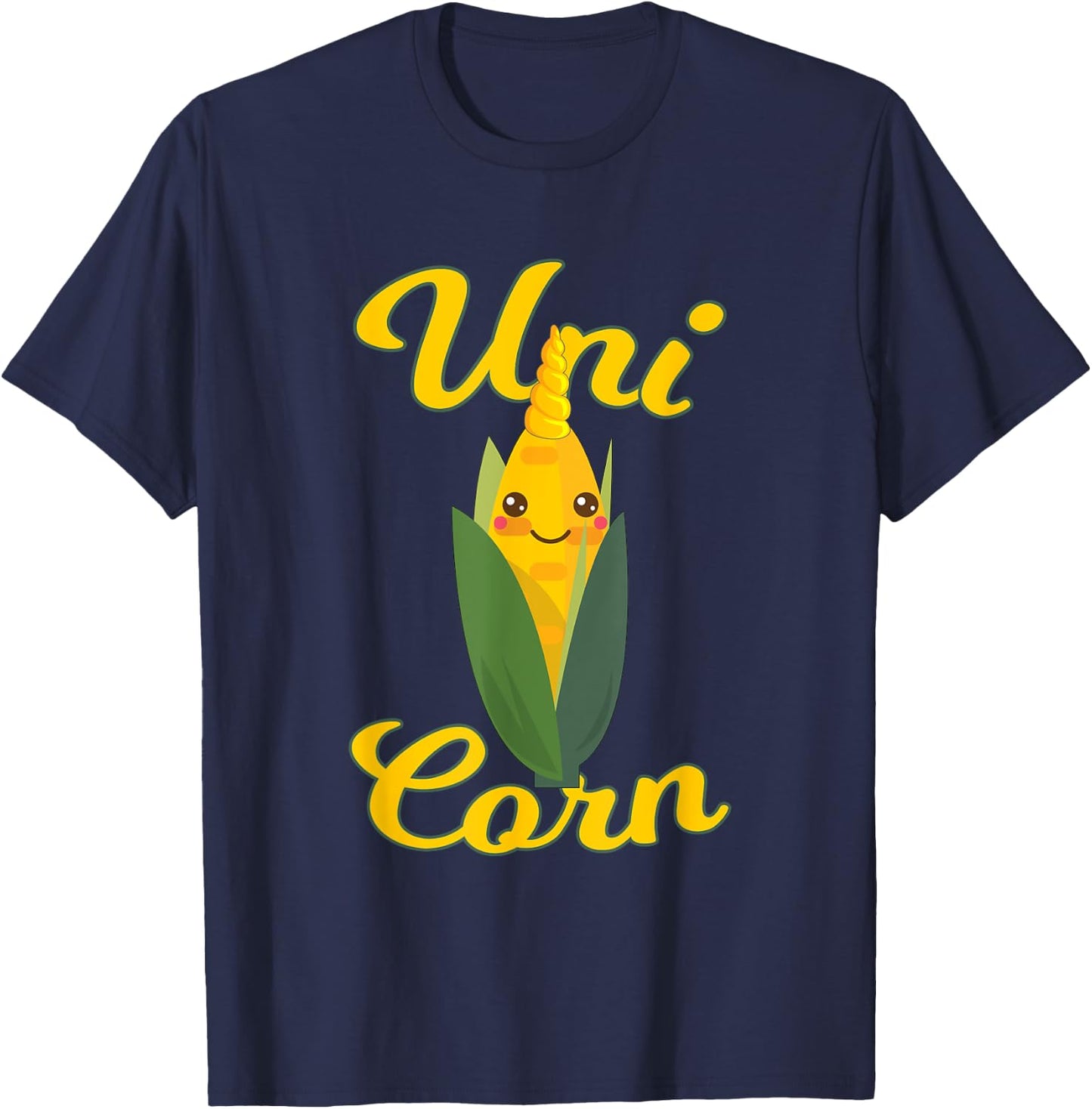 Uni Corn Cob With Horn Veggie Lover Funny Corn Gift T-Shirt - T-Shirt | Navy
